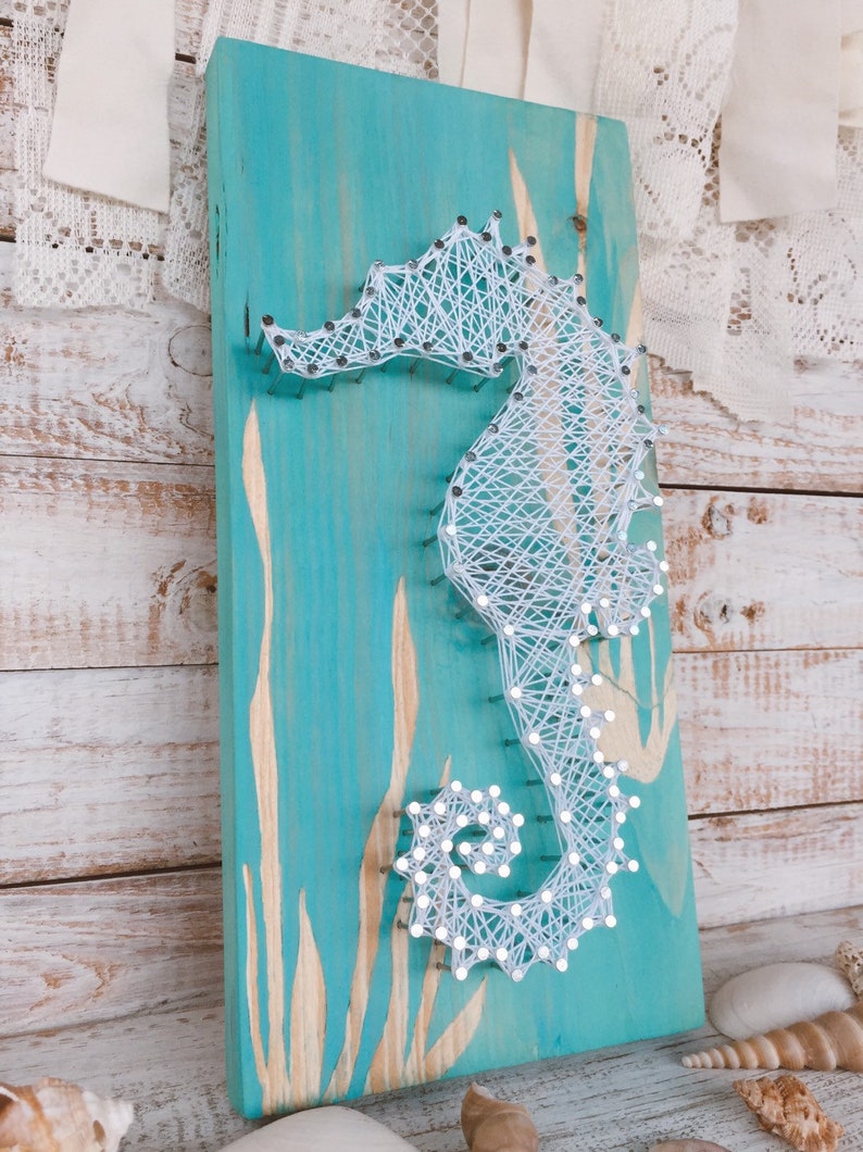 Seahorse Wall Decor Seahorse String Art Beach Decor Coastal Etsy