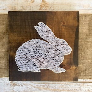 Bunny String Art, Baby Girls Nursery Decor, Wilderness Themed Nursery, Rabbit String Art