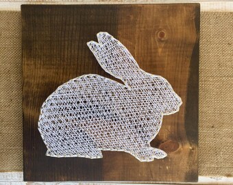 Bunny String Art, Baby Girls Nursery Decor, Wilderness Themed Nursery, Rabbit String Art