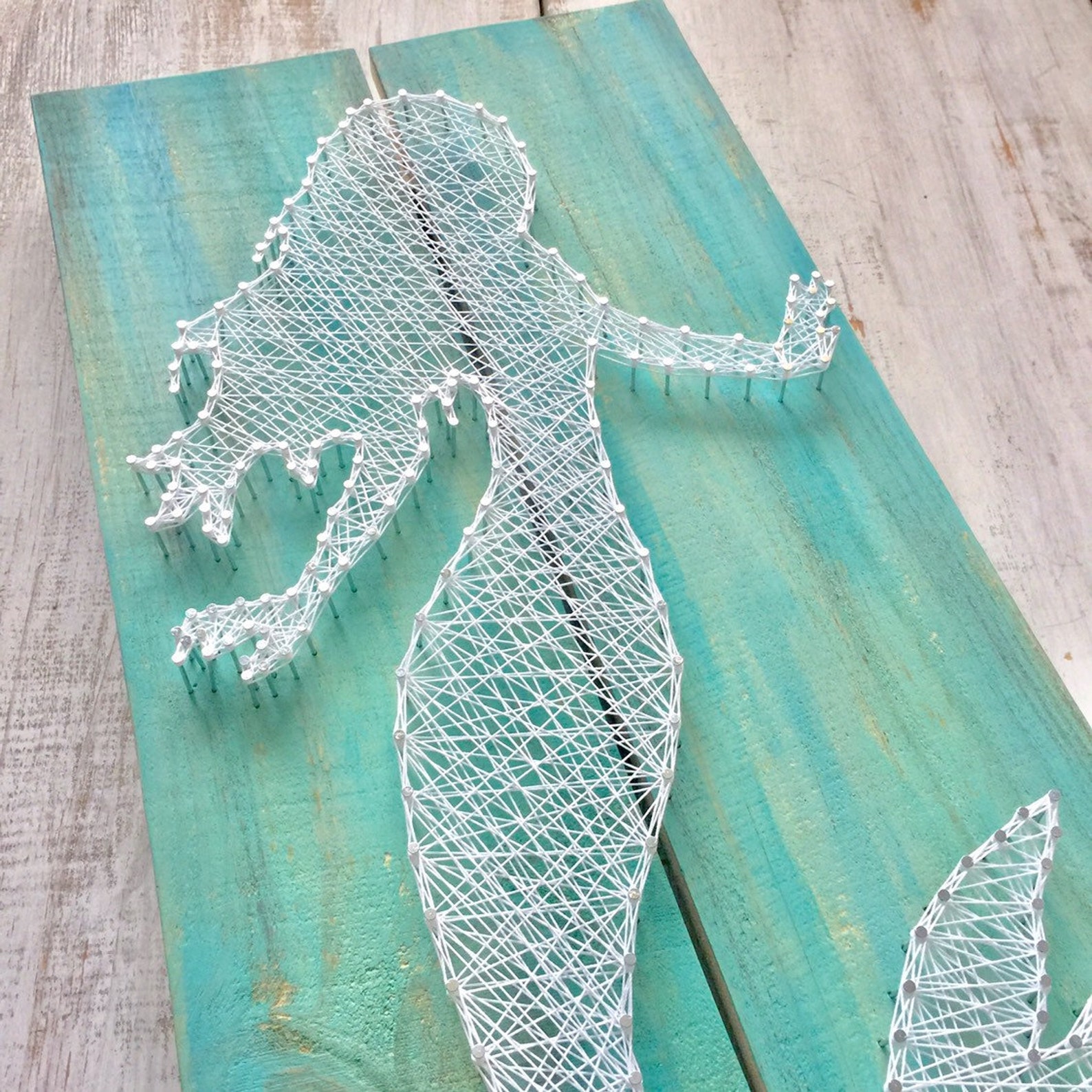 Large Mermaid String Art Mermaid Wall Art Beach House Decor Etsy