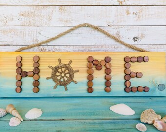 Ready To Ship Gift Beach Cottage Home Sign, Hanging Beach Art, Beach Home Decor, Coastal Decor, Ready To Ship