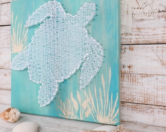 Sea Turtle String Art, Ocean Themed Nursery, Sea Turtle Wall Decor Sea, Coastal Decor