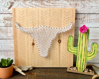 Longhorn Cow String Art, Cowboy Nursery Wall Art, Western Wall Decor, Western Aesthetic, Steer Wall Decor