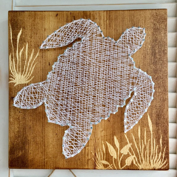 Sea Turtle Wall Decor, Sea Turtle Wall Art, Beach Wall Decor, String Art Turtle