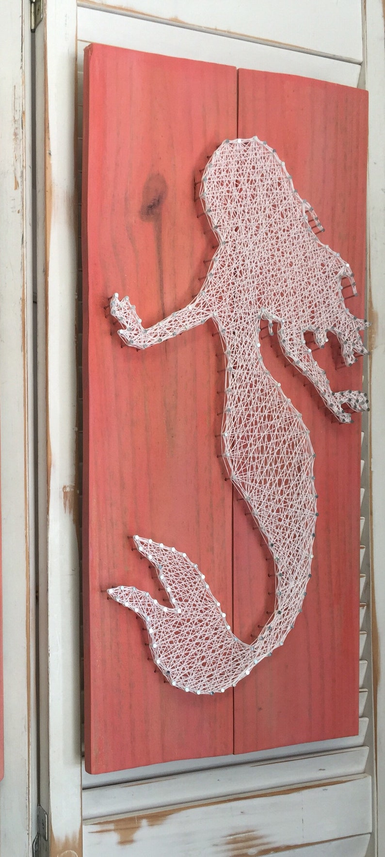 Large Mermaid String Art Mermaid Wall Art Beach House Decor Etsy