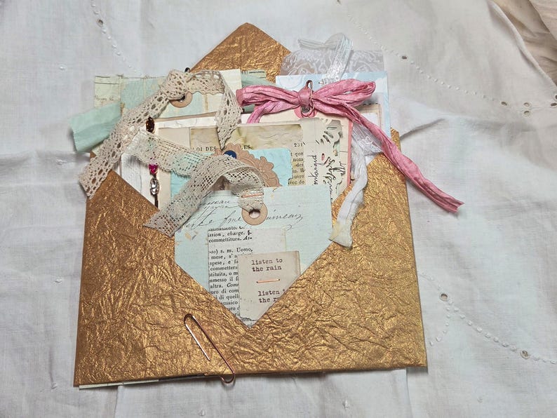 Handmade Junk Journal Ephemera Kit, Vintage Embellishments, Layered ...