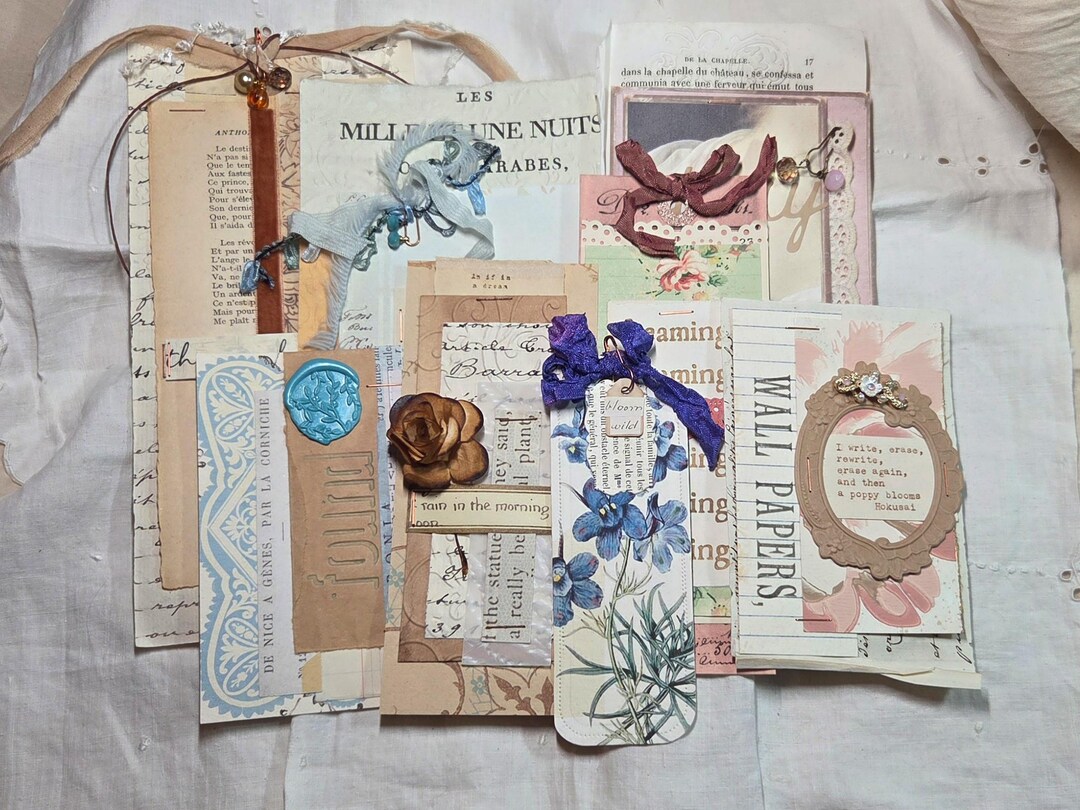 Handmade Junk Journal Ephemera Bundle, Vintage Paper Embellishments ...