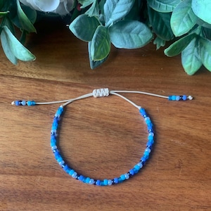 Blaue Perlen Freundschaftsarmband, Freundschafts Nachricht Karte, Geschenk Freundin, Perlenarmband, Geburtstagsgeschenk