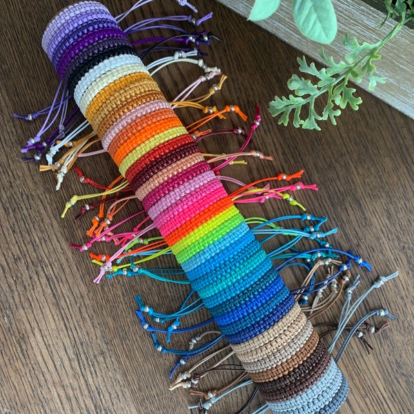 Waterproof Surf Friendship Bracelet, BFF, Woven Surf Bracelet, Macrame square knot, over 50 colours, Stainless Steel Beads, Fully Waterproof