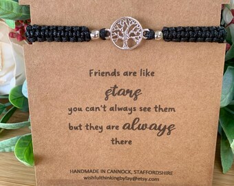 Tree of Life Friendship Bracelet: Waterproof Macrame with Message Card