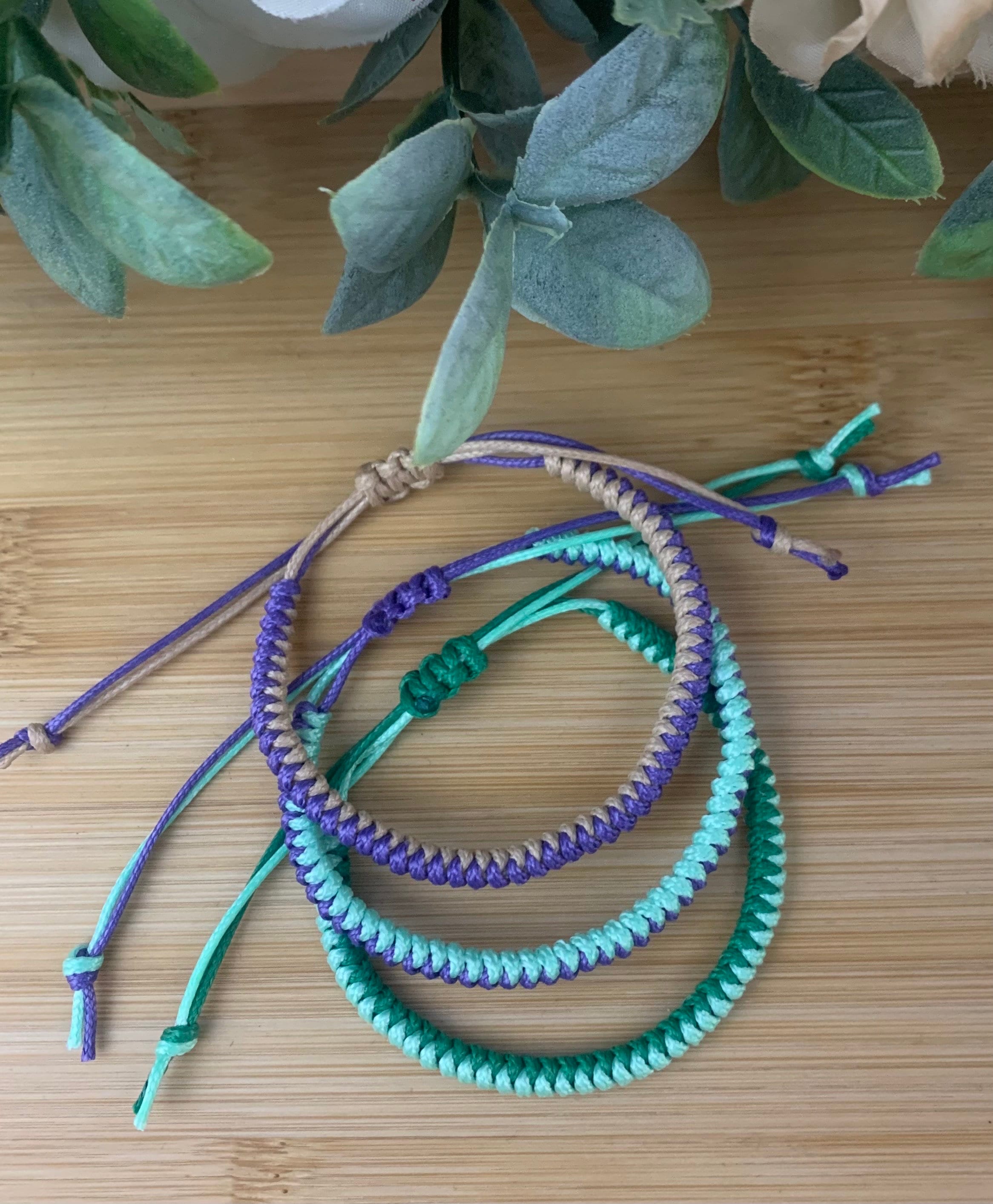 Bracelet Réglable Perles Tissées Bleu - Noeud Coulissant - Neuf Avec étiquettes