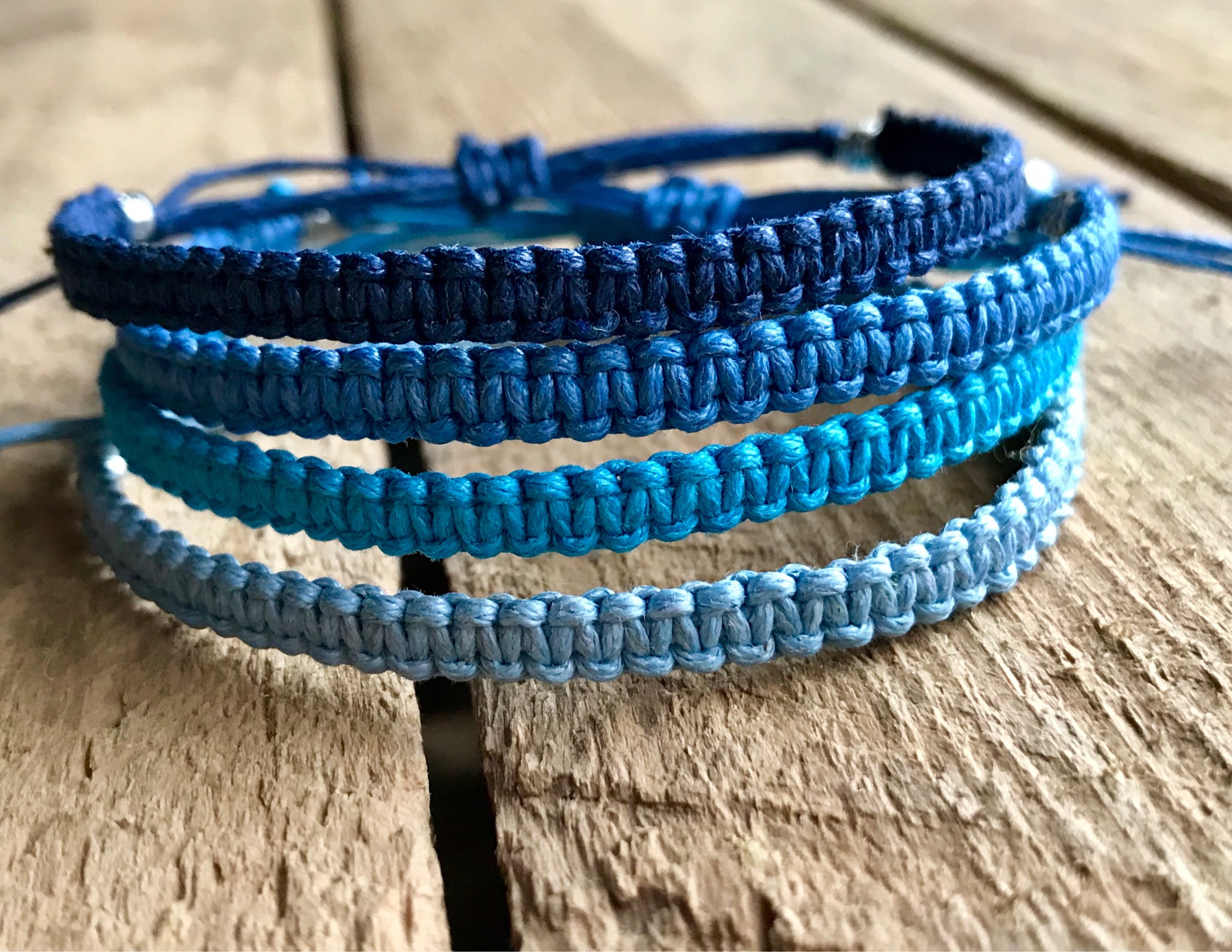 Simple Blue Macrame Friendship Bracelet 11 Colours Available Etsy