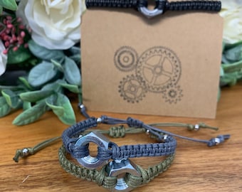 Metro Hex Nut Bracelet - Genuine Black Leather With Stainless Steel Nuts - View #6