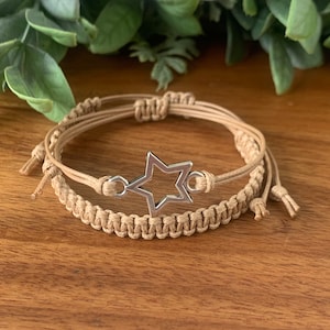 Macrame Friendship Bracelet Set: Waterproof Star Charm Bracelets