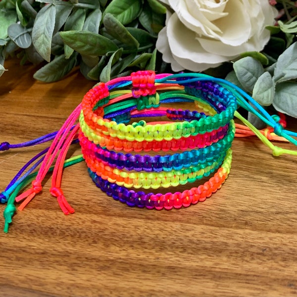 RAINBOW Friendship Bracelet, Festival Jewellery, ombré, Gay Pride, 80’s Fancy Dress