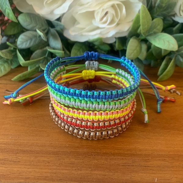 TWO COLOUR Waterproof Surf Friendship Bracelet, BFF, Woven Surf Bracelet, Macrame square knot, over 50 colours