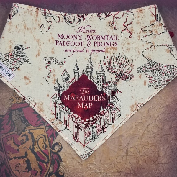 Marauder's Map || Dog Bandana, Harry Potter, I solemnly swear, Reversible