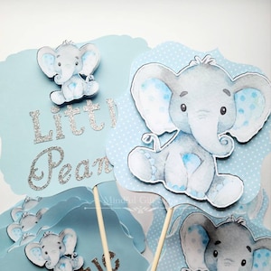 Set of 3 Elephant centerpiece props, elephant theme, baby elephant centerpieces, baby elephant, babyboy shower props, elephant baby shower
