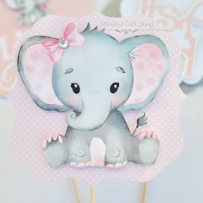 its a girl elephant elephant theme Set of 3 Baby elephant centerpieces pink elephant props baby elephant centerpieces baby girl shower