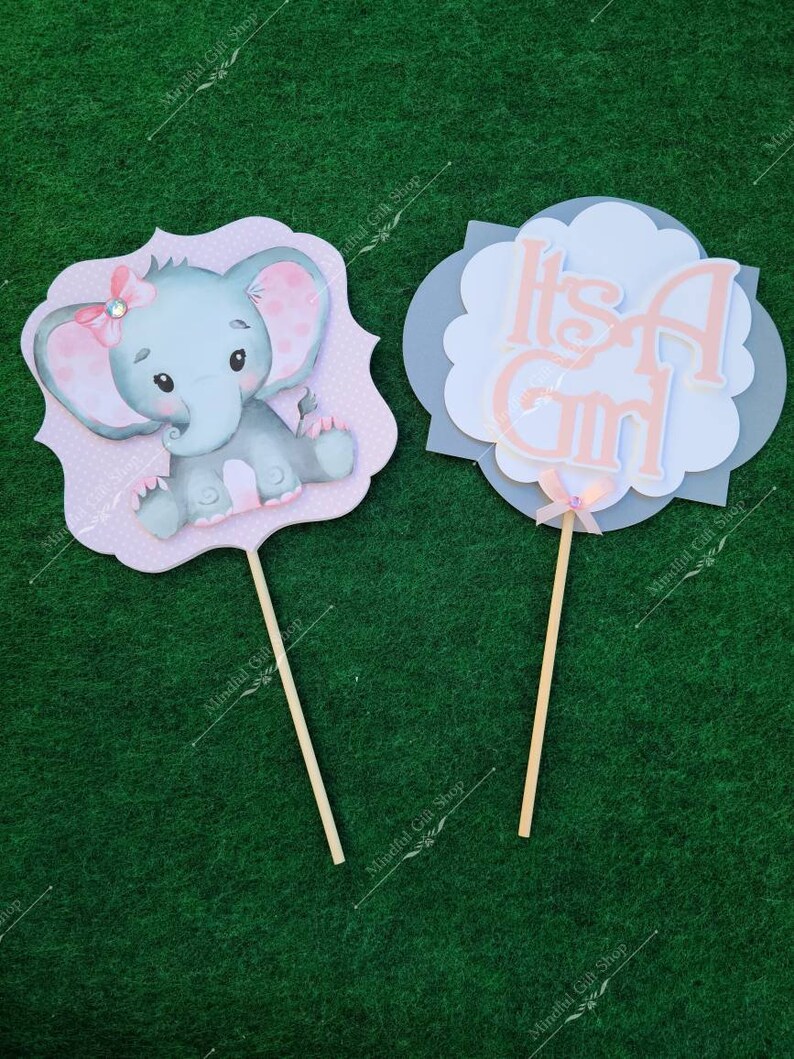 its a girl elephant elephant theme Set of 3 Baby elephant centerpieces pink elephant props baby elephant centerpieces baby girl shower