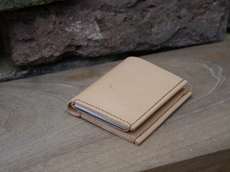 LOOP5 \u00b7 Bifold Double Pocket Leather Wallet Card Holder \u00b7 Made to Order \u00b7 Mens Handmade Wallet \u00b7 Gift \u00b7 Slim Compact Cardholder