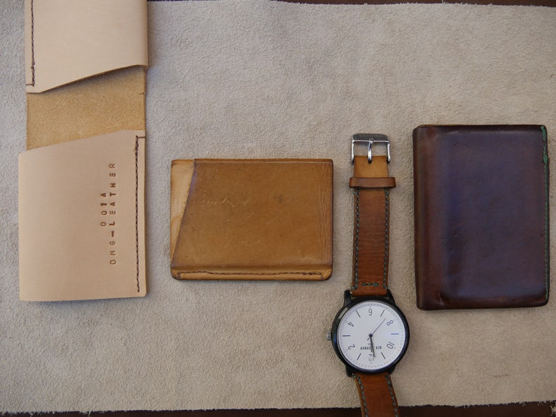 LOOP5 \u00b7 Bifold Double Pocket Leather Wallet Card Holder \u00b7 Made to Order \u00b7 Mens Handmade Wallet \u00b7 Gift \u00b7 Slim Compact Cardholder