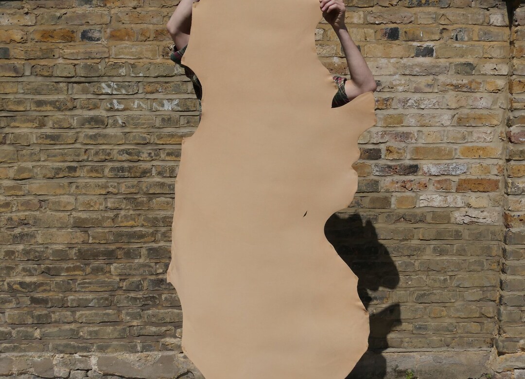 1sqft Leather Piece UK Veg Tan Full Grain Aniline Natural 1.2mm 3oz