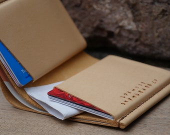 LOOP6 · Klassieke tweevoudige dubbele portemonnee lederen kaarthouder · Op bestelling gemaakt · Heren Handgemaakte Portemonnee · Cadeau · Slanke compacte kaarthouder