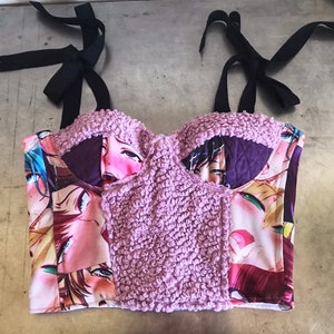 S-M Anime Spliced Bustier Cropped Top