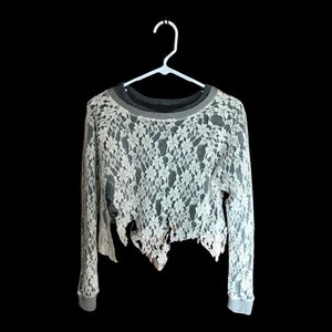 Sm. Destroyed Lace Cropped Top