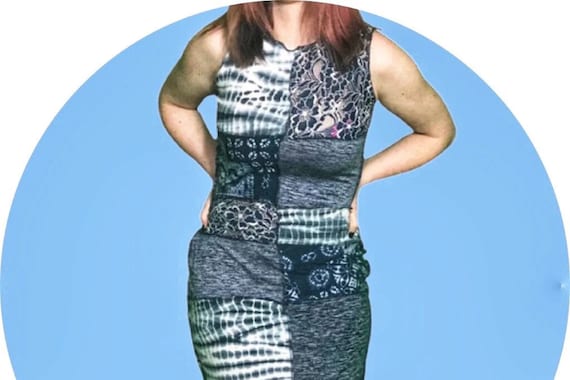 blue tie dye bodycon dress Everleigh - Slate Blue Midi Dress