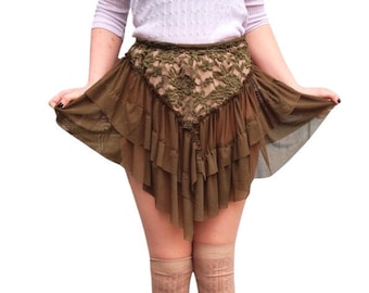 Fairy Olive Green Lace Sheer Mini Skirt sz. Med.