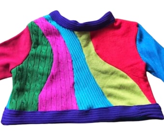 S-M Reworked Rainbow Wave Cropped Sweater