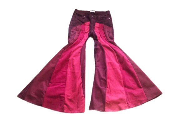SM. Pantalones de campana a rayas burdeos degradados Etsy Espa a