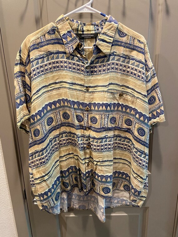 Vintage Expressions Rayon Geometric Pattern Shirt Size XL - Etsy