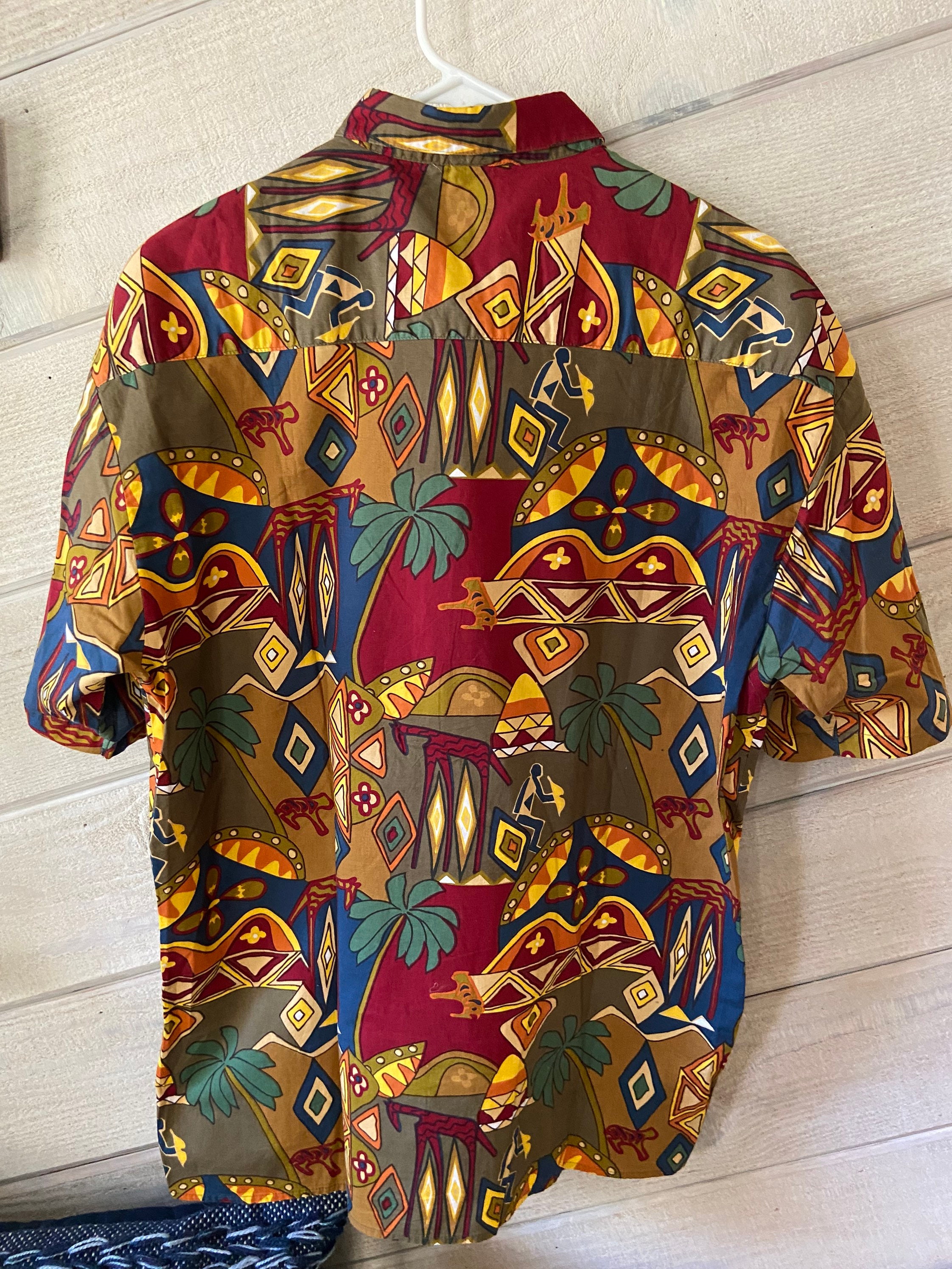 Vintage 90s Colorful Button Up Shirt Size Medium Etsy