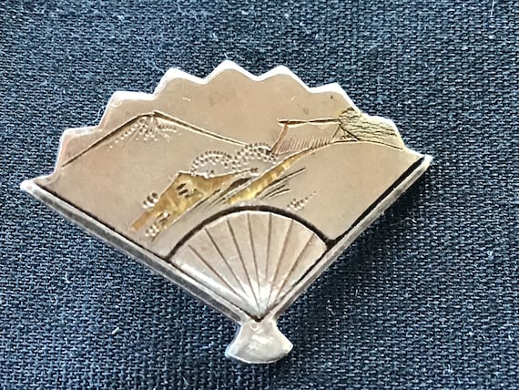 6 Vintage Japanese Silver Fan Buttons