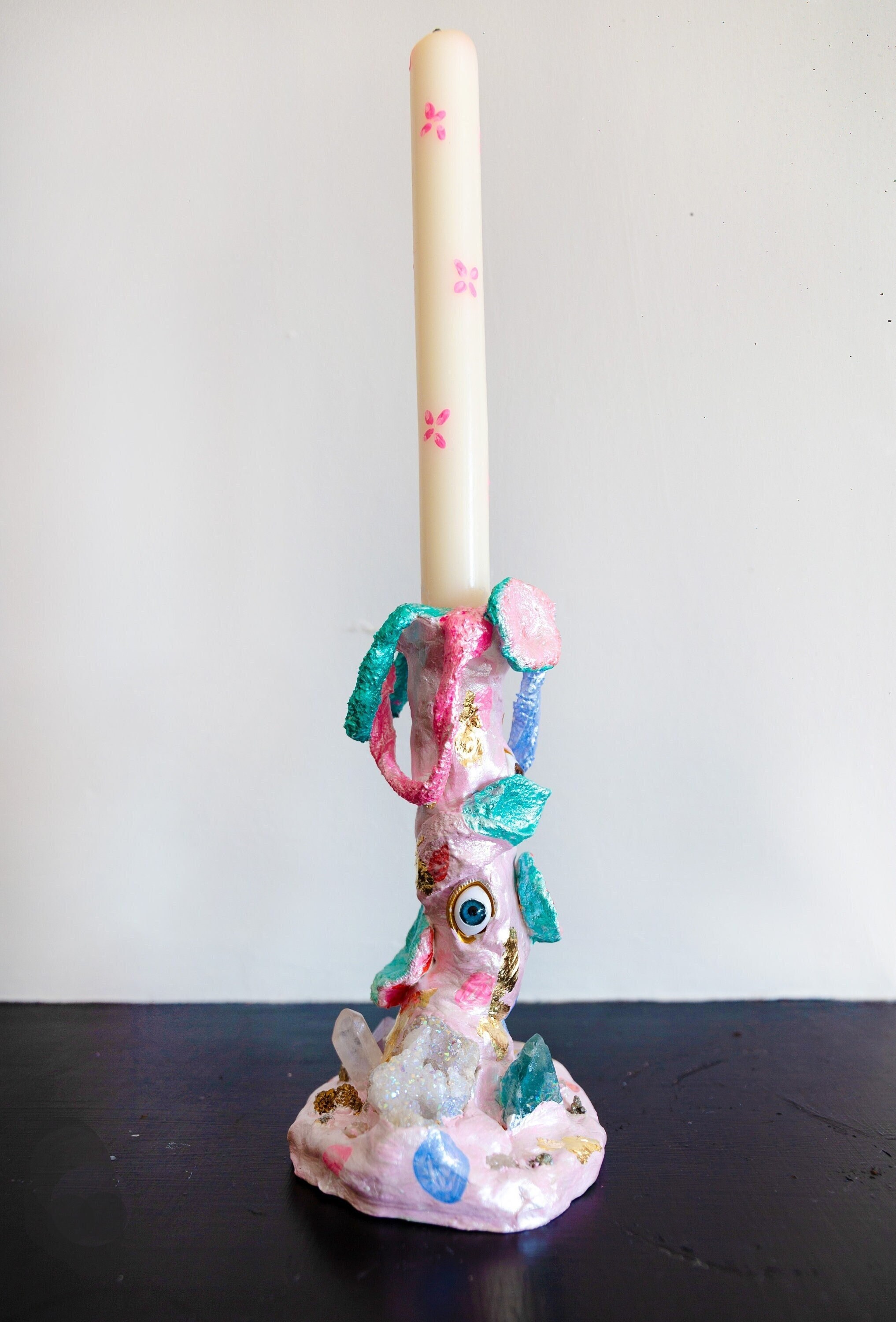 Handmade Ceramic, Ceramics Art, Crystal Candleholder, Candleholder Ceramics, With Crystals, Sculptur