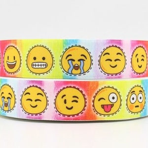 Laughing Happy Face Smile Emoticon Satin Ribbon for Bows Gift Wrapping - 3  Yards