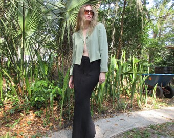 Vintage silk blazer / cropped silk blazer / silk green blazer / light green blazer / cropped blazer jacket / green blazer cropped