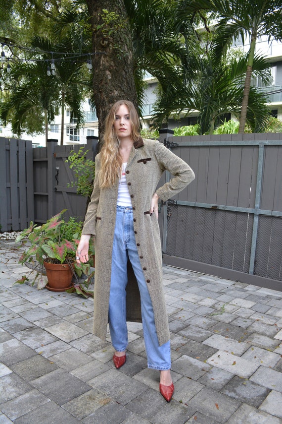 vintage long blazer / brown long blazer / tan blaz