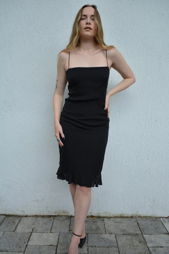 vintage little black dress / black silk dress / vi