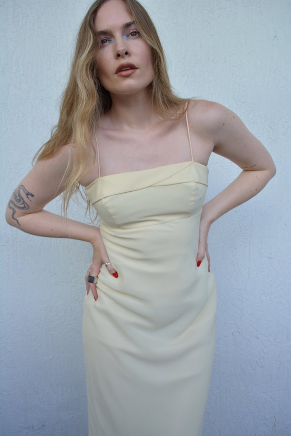 vintage ivory maxi dress / 90s dress / 90s maxi dr