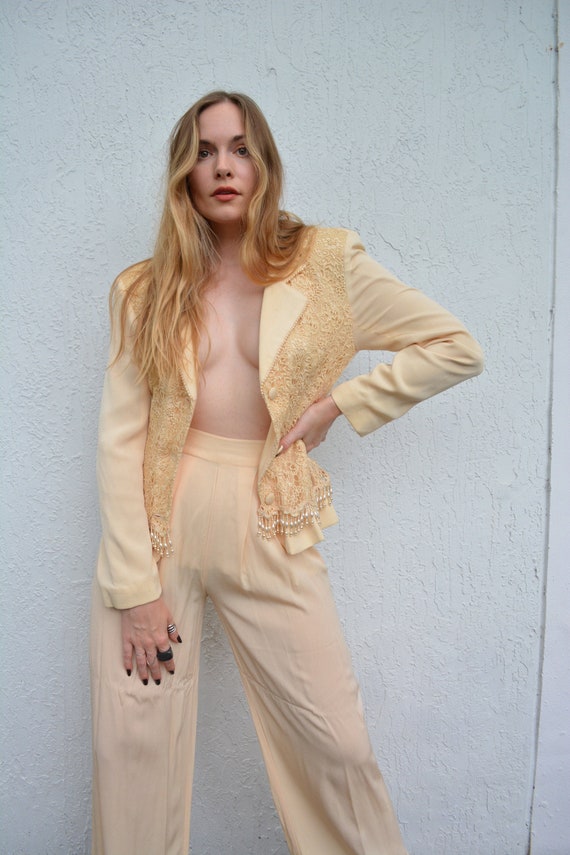 vintage suit set / vintage yellow suit set / 1960s
