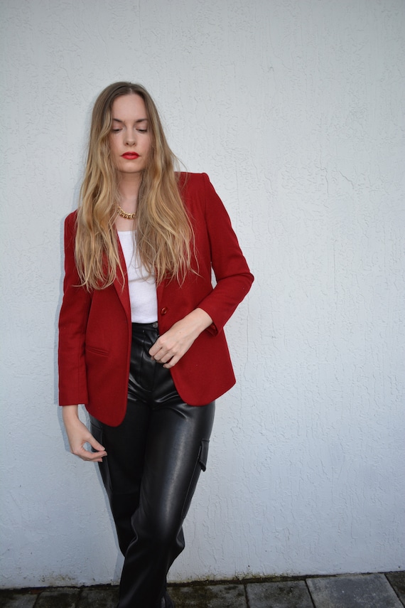 vintage wool blazer / red wool blazer / red wool s