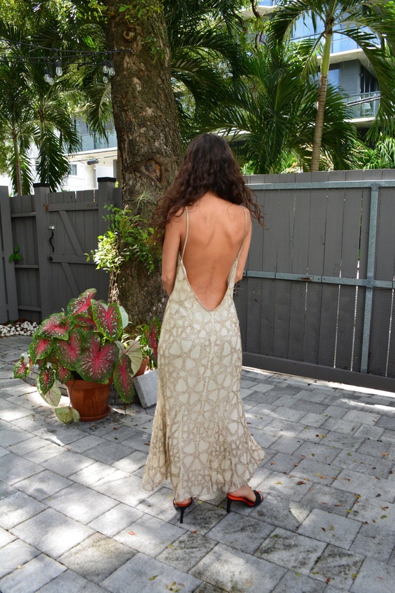 vintage beaded dress / silk cocktail dress / vinta