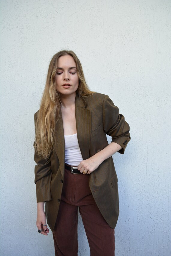 vintage blazer / unique blazer / brown and blue bl