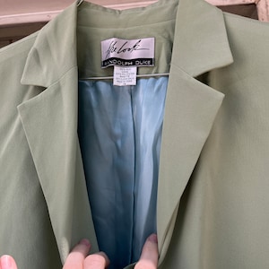 Blazer di seta vintage / blazer di seta corto / blazer verde di seta / blazer verde chiaro / giacca blazer corta / blazer verde corto immagine 9