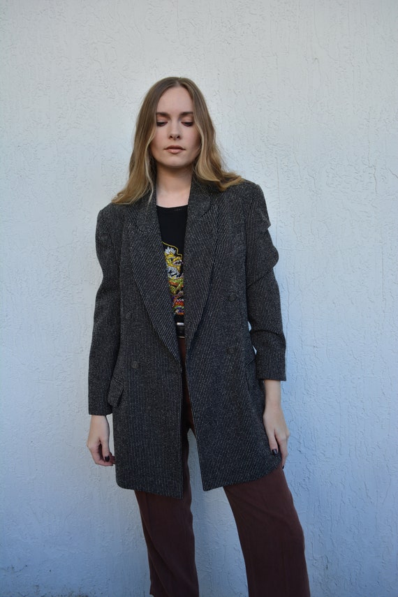 vintage unique blazer / vintage pinstripe blazer /