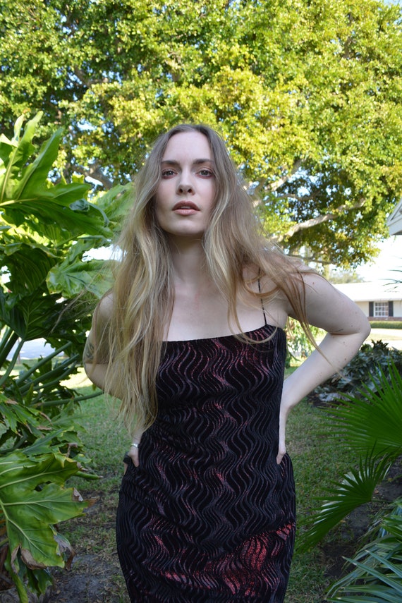 vintage goth formal dress / vintage black maxi dre